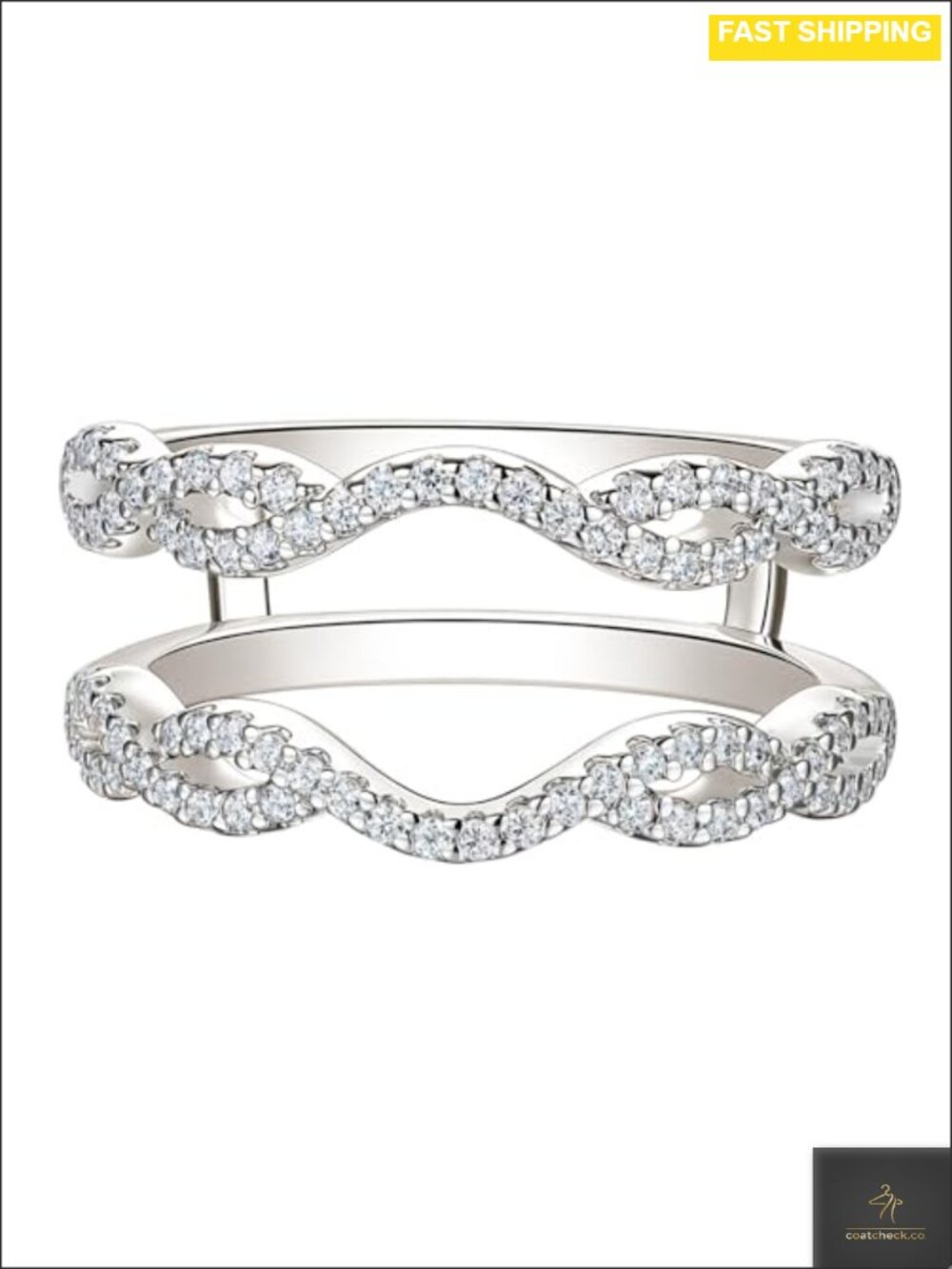 Women's Sterling Silver Twisting Ring Enhancer Wedding Band Moissanite